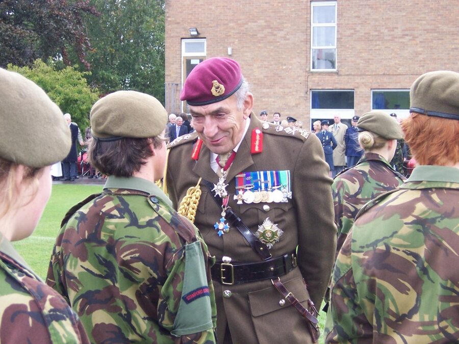 General Sir Mike Jackson (OS 61), former Head of the British Army, at a CCF inspection.