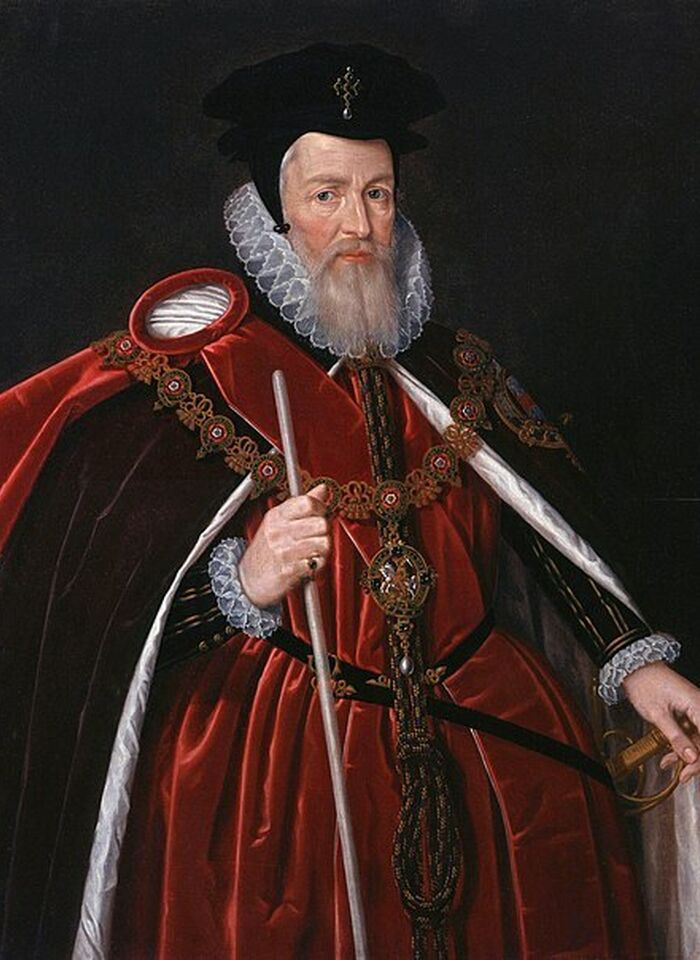 WILLIAM CECIL, THE LORD BURGHLEY (OS 1535): 
Chief advisor to Elizabeth I, twice Secretary of State and Lord High Treasurer from 1572. Secured an Act of Parliament in 1548 which ensured the survival of Stamford School