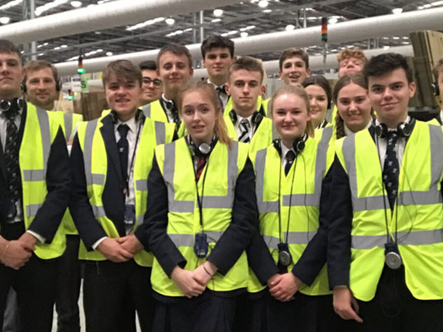 Students test their skills inside the Amazon Fulfilment Centre